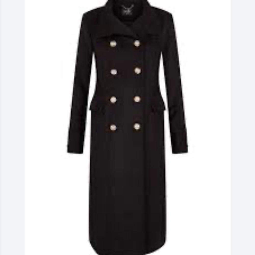 Express black wool blend military Trench winter coat.  NWOT - Picture 8 of 11